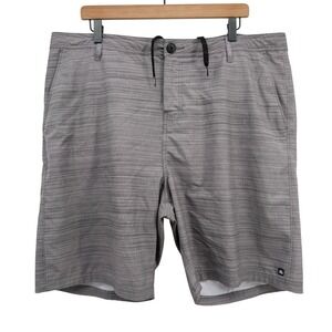 Micros Board Shorts Mens 40x8.5" Gray Striped‎ Hybrid Stretch Casual Beachwear